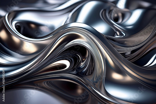Abstract 3D Liquid Metal Wave Background