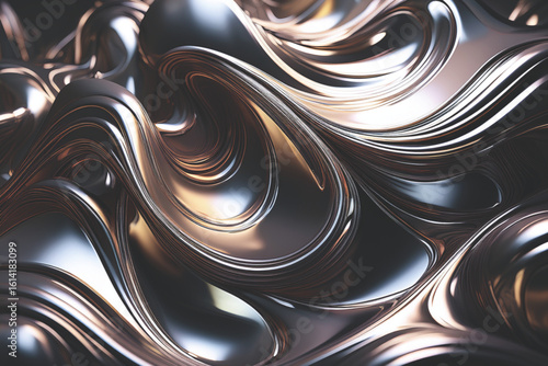 Futuristic Shiny Chrome Fluid Wallpaper