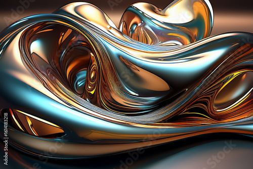 Abstract 3D Multicolor Liquid Metal Background