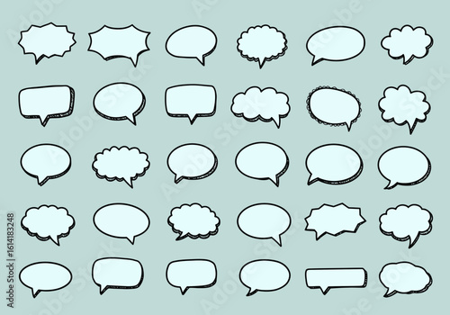A Collection of Hand Drawn Speech Bubbles and Thought Clouds for Communication and Expression Designs