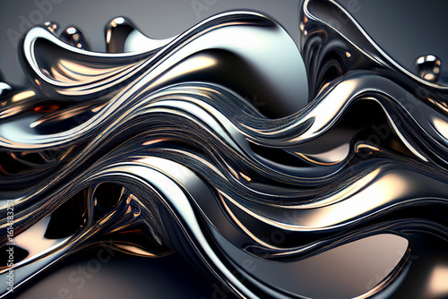 Abstract 3D Liquid Metal Wave Background
