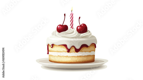 Whimsical Cherry Cake with Whipped Cream