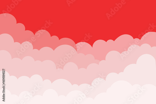Indonesia Independence Day Background with Flat Paper Clouds in Red and White background illustration