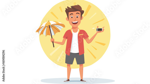 Summer Weather Reporter Vector Character