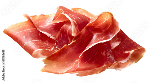 Sliced prosciutto crudo isolated on a white background