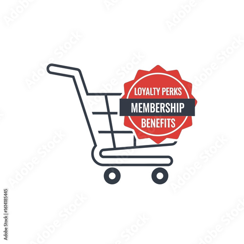 Shopping cart icon with loyalty perks membership benefits badge.