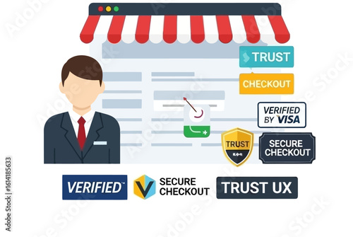 Online store checkout process with security badges and trust indicators.