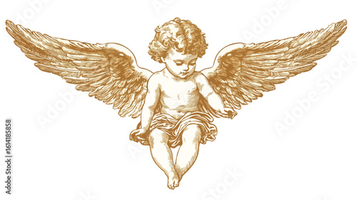 Cherub Vintage Illustration Wide Angle Center