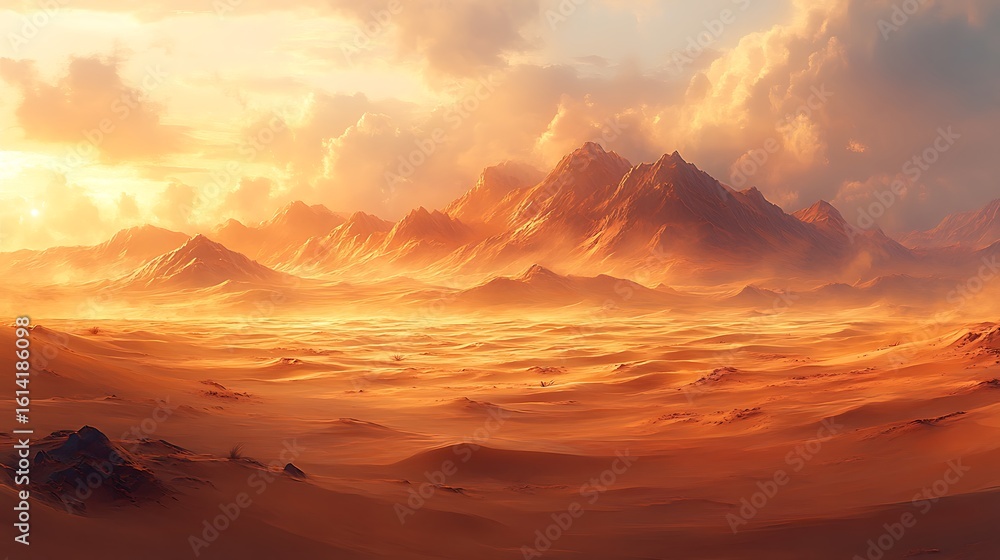 Naklejka premium Desert landscape sunrise