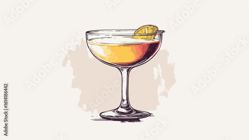 Classic Cosmopolitan Cocktail Glass Illustration