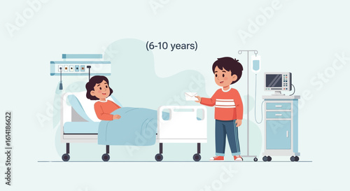 Caring Brother Visiting Sister In Hospital Bed Offers Comfort For Recovery