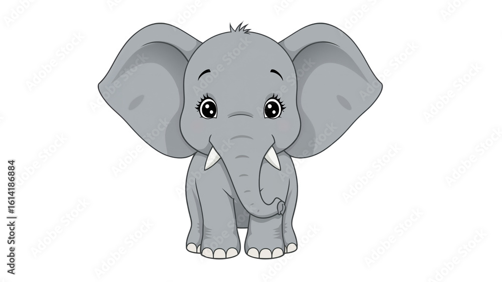 Fototapeta premium Cute Cartoon Elephant - Isolated on Transparent Background PNG