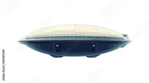 Vintage Zeppelin UFO Architecture White Background