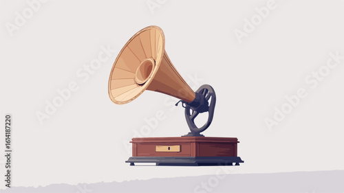 Vintage Gramophone Technology Wide Angle View