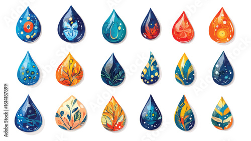 Water Drop Design Element Set