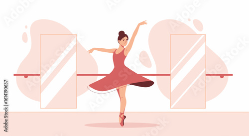 Elegant Ballerina Practicing Dance Moves Gracefully In a Minimalist Studio