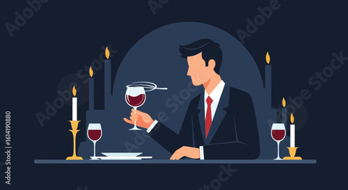 Elegant Wine Tasting With Candles For Special Event Or Celebration Night