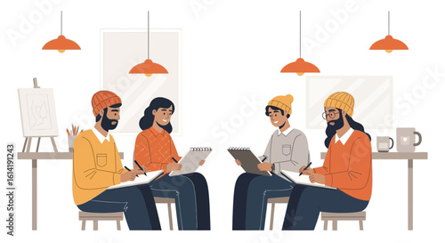 Creative Session People Participating In An Art Class Or Workshop Together