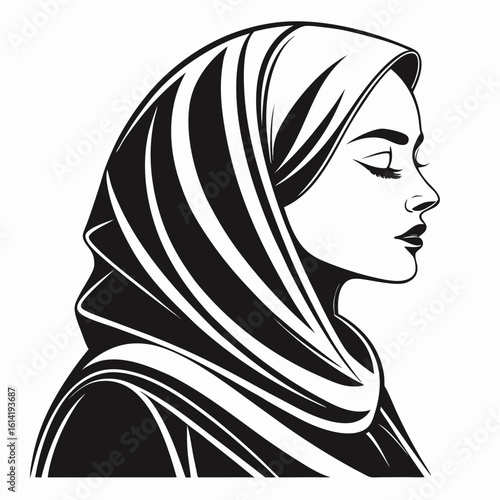 Vector art of elegant muslim woman wearing a hijab isolated on white background
