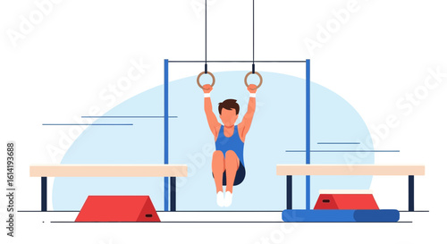 Intense Gymnastics Rings Workout Displaying Core Strength And Body Control