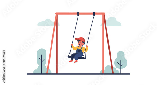 Joyful Child On A Swing Set Enjoying Childhood Fun And Playtime Activity