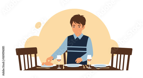 Man Preparing Table For A Dinner Gathering Or Festive Celebration At Home