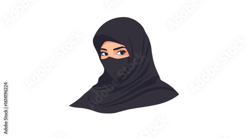 Islamic Woman in Niqab Standing Strong