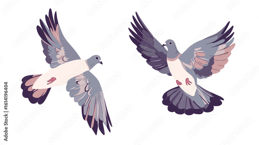 Obraz premium Graceful wedding doves soaring in flight