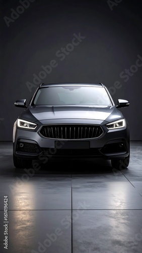 Gray car, front view