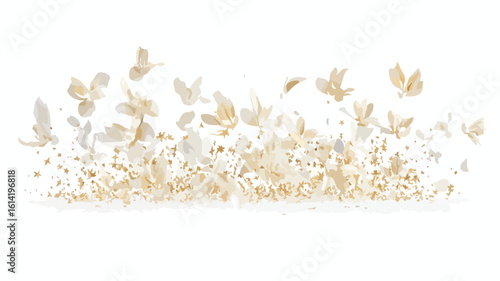Elegant White Gold Star Confetti Illustration