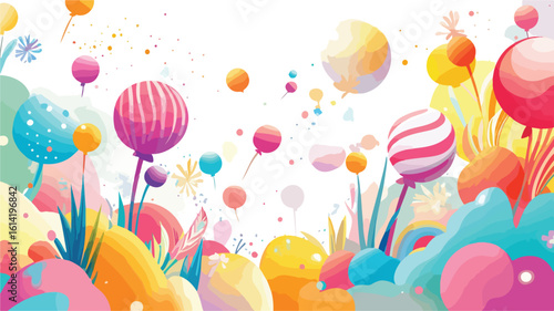 Celebratory objects on white background