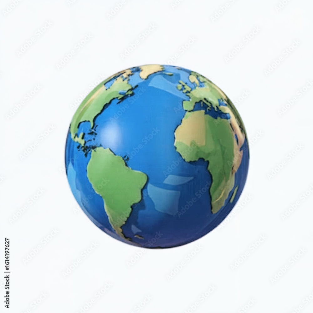 Fototapeta premium A 3D render of the Earth with a stylized, abstract representation of the continents