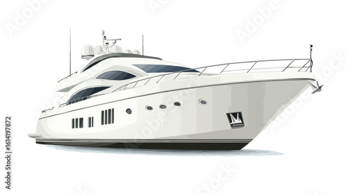 White Motor Boat on White Background
