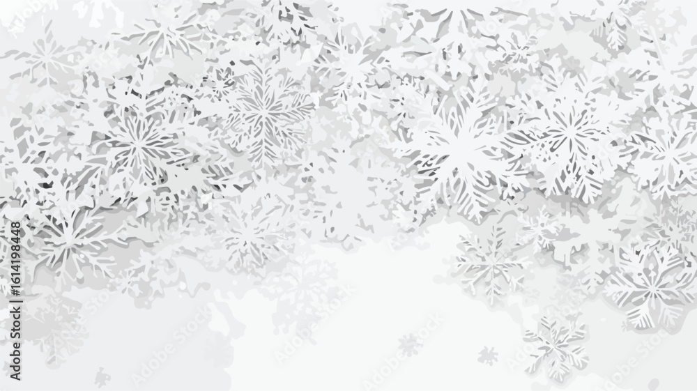 Obraz premium Serene White Winter Snowflake Landscape Illustration