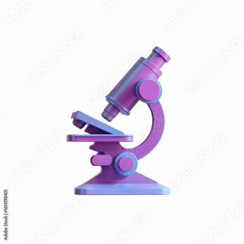 Stylized 3 D render of a purple and blue microscope