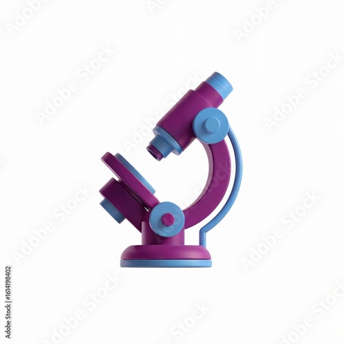 Stylized 3 D render of a purple and blue microscope 2
