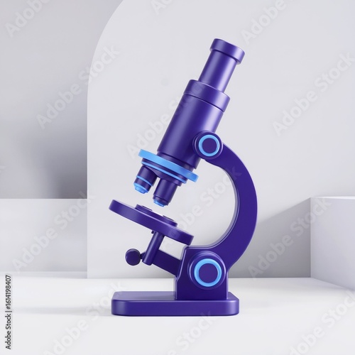 Stylized Deep Purple Microscope on White Surface science