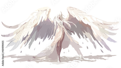 Elegant Angel Wings on White Background