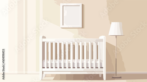 Baby Room White Wooden Crib Mockup