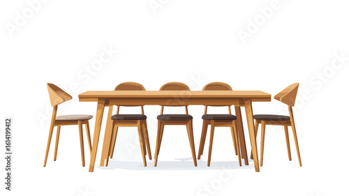 Minimal Dining Room with Wooden Furniture