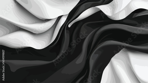 Wrinkled Paper on White Black Background