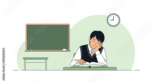 Student Asleep At Desk Illustrates Overworked and Exhausted Education System