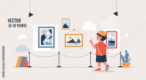 Young Art Enthusiast Immersed in Creative Expressions at the Museum Gallery