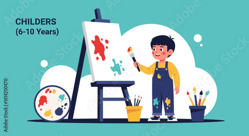 Young Artist Creates Masterpiece On Canvas In Studio For Creative Development