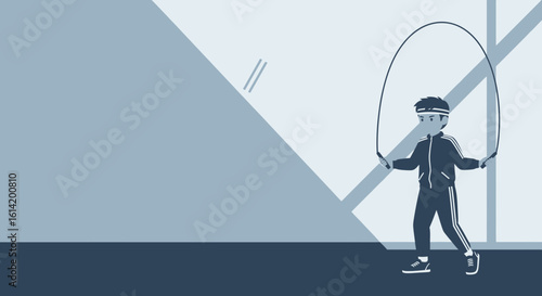 Young Athlete Training With a Jump Rope For Fitness Development