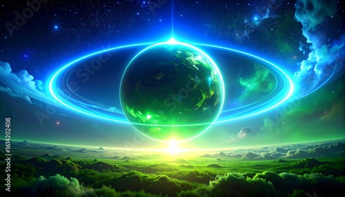 Alien planet sunrise
