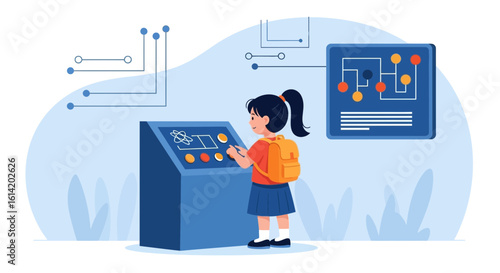 Young Scholar Interacting With Interactive Exhibit At Science Museum Exhibition