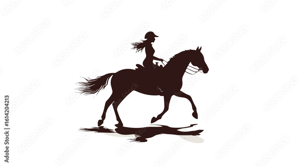 Fototapeta premium Equestrian Silhouette Woman Wide Angle
