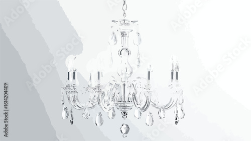 Elegant Silver White Chandelier on Wide Background