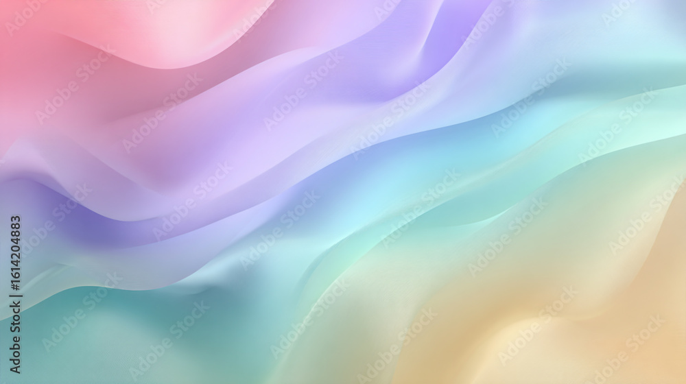 Fototapeta premium Soft, flowing waves of pastel colors create a dreamy and ethereal abstract background